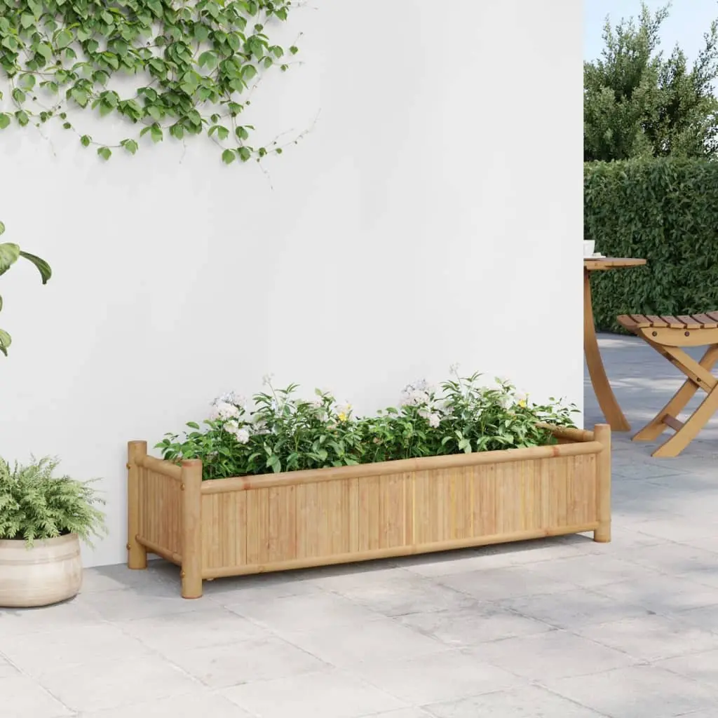 Bamboo Planter Box 100x30x25cm for Outdoor Gardening