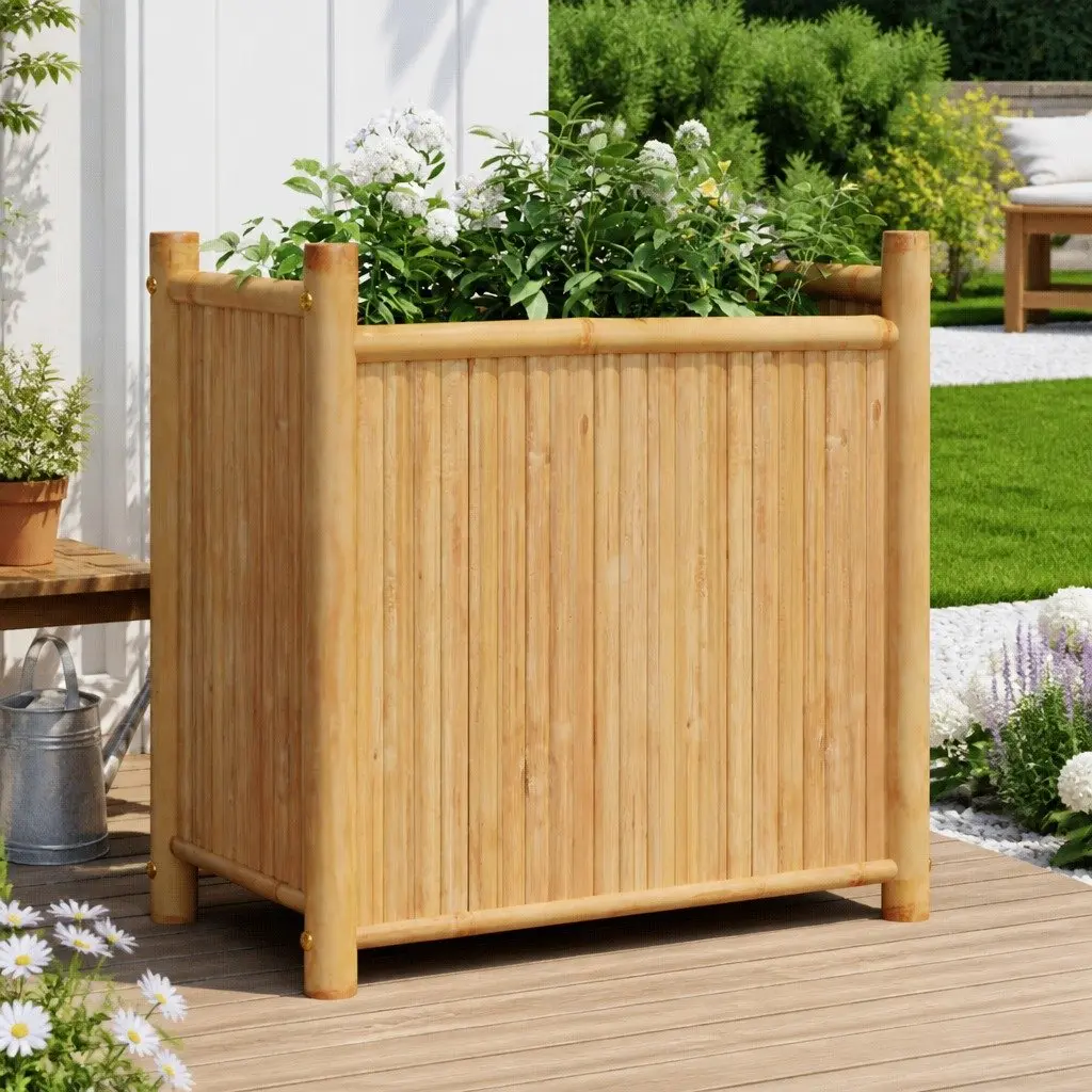 Bamboo Planter Box 50x30x50 cm Brown Outdoor Decor