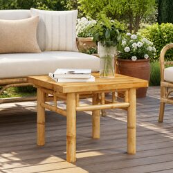 Sturdy Brown Bamboo Slat Coffee Table 45x45x35 cm