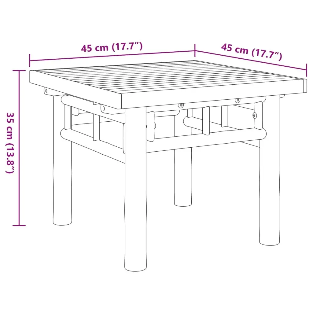 Brown Bamboo Slat Coffee Table 45x45x35 cm