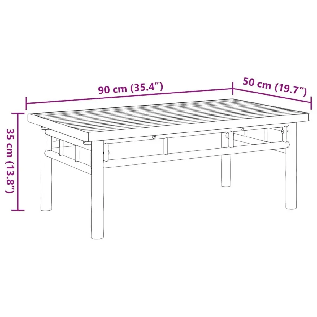 Coffee Table 90x50x35cm Bamboo Slat Design Indoor Outdoor Living Room Accent