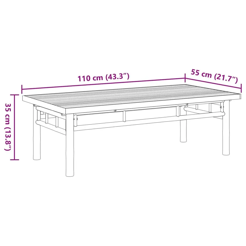 Bamboo Coffee Table 110x55x35 cm Brown Accent Table