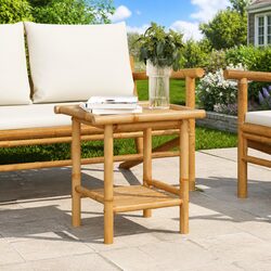 Stylish Brown Bamboo Coffee Table with Storage