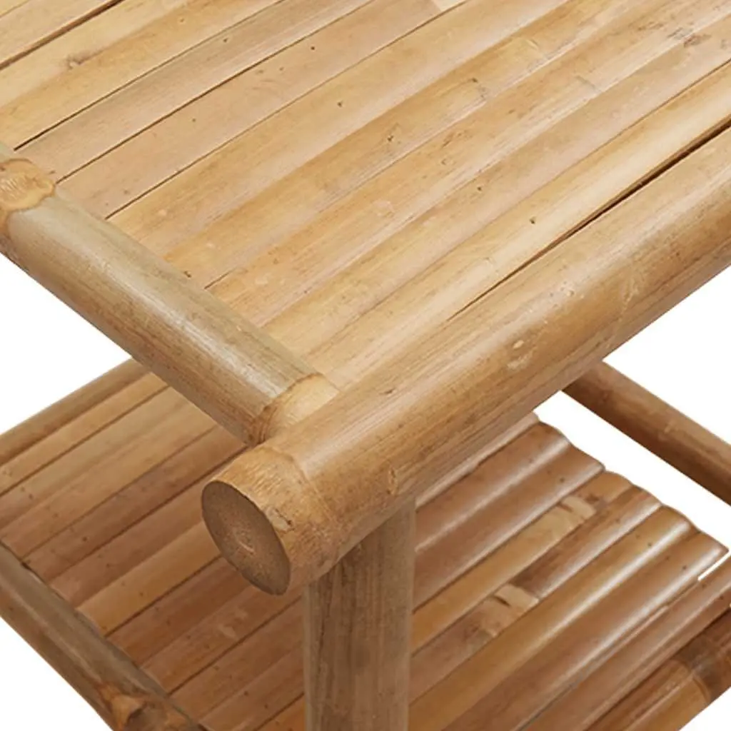 Brown Bamboo Coffee Table with Storage