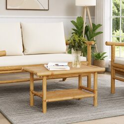 Coffee Table 70x40x35 cm Brown Bamboo Accent Side Table Storage Living Room