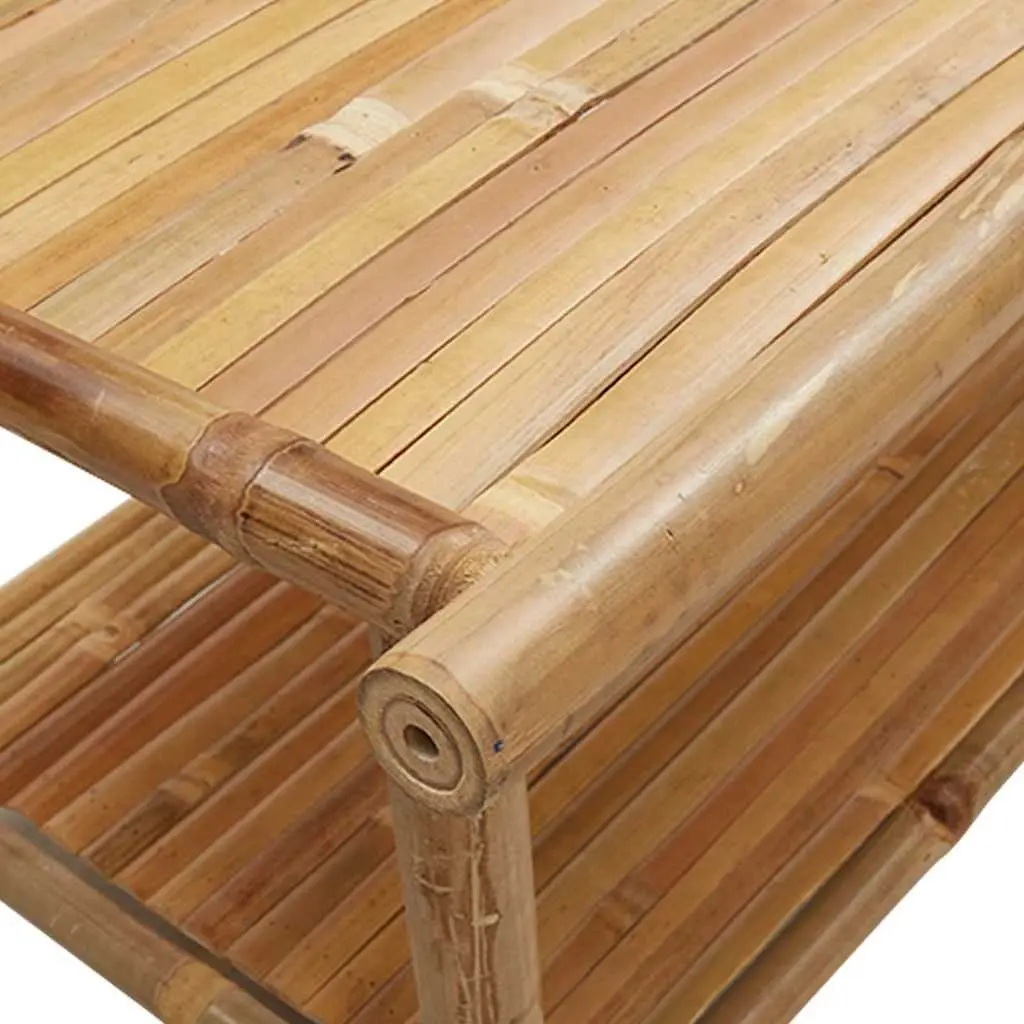 Brown Bamboo Coffee Table with Storage 70x40x35 cm