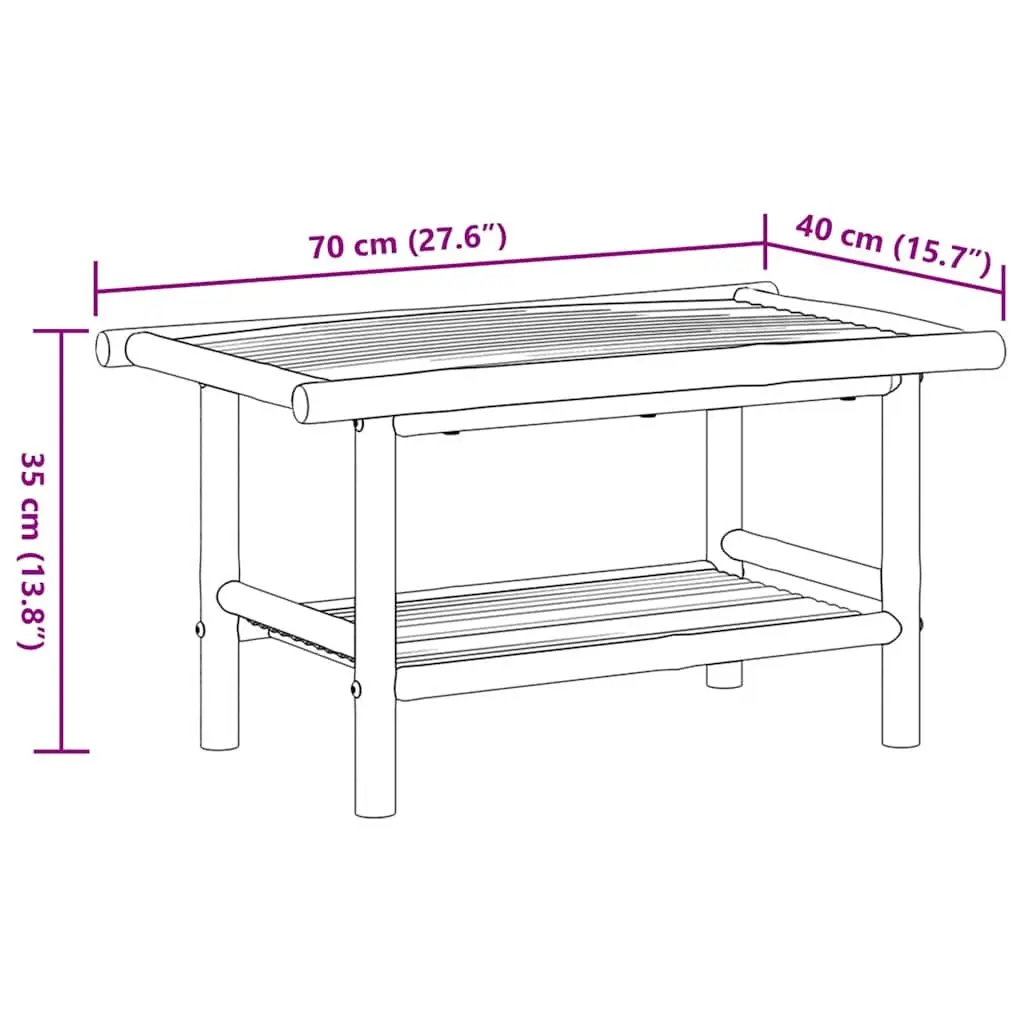 Brown Bamboo Coffee Table with Storage 70x40x35 cm