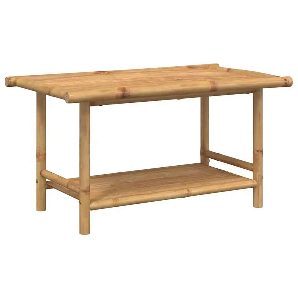 Coffee Table 90x50x45 cm Brown Bamboo Slat Design Storage Accent Furniture