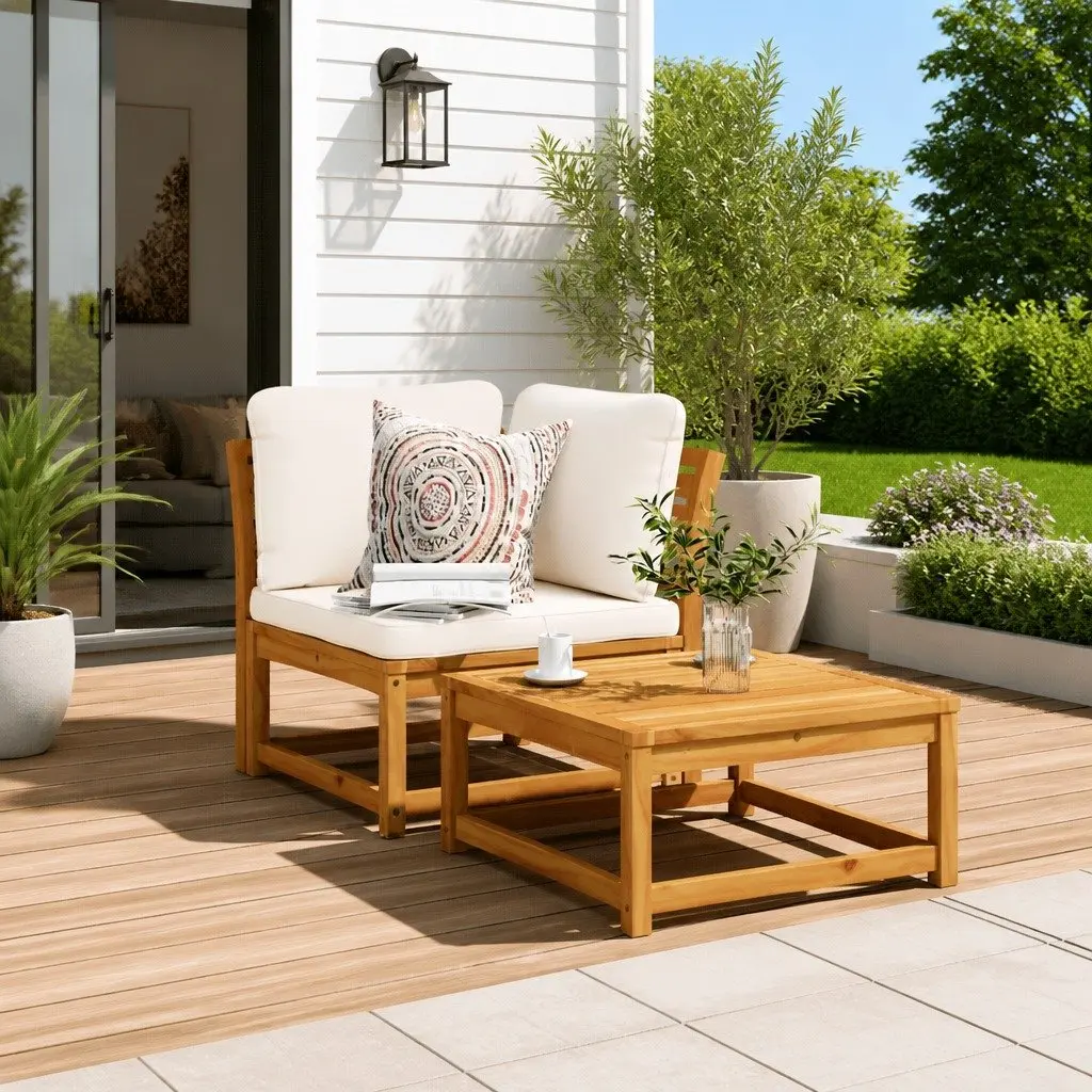 Outdoor Corner Sofa Unit in Solid Acacia Wood