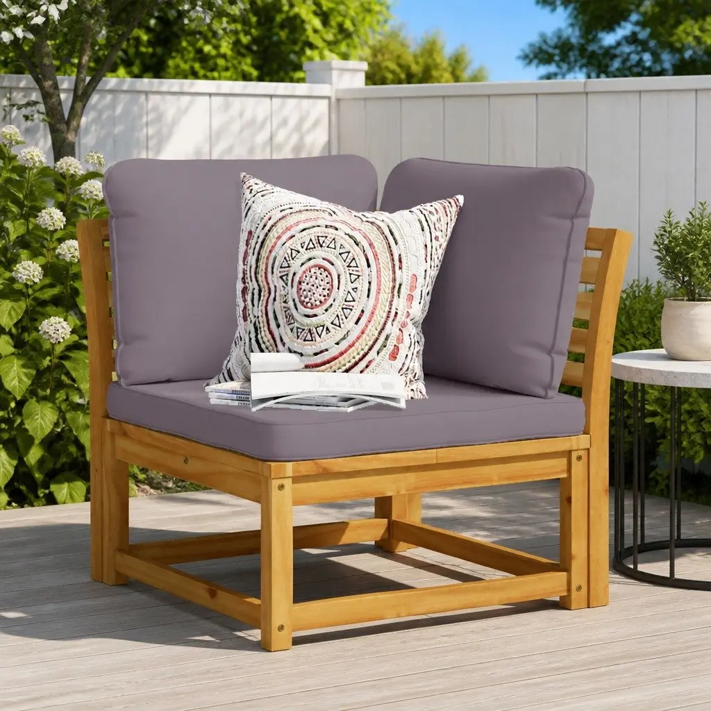 Solid Wood Outdoor Sectional Sofa with Cushions