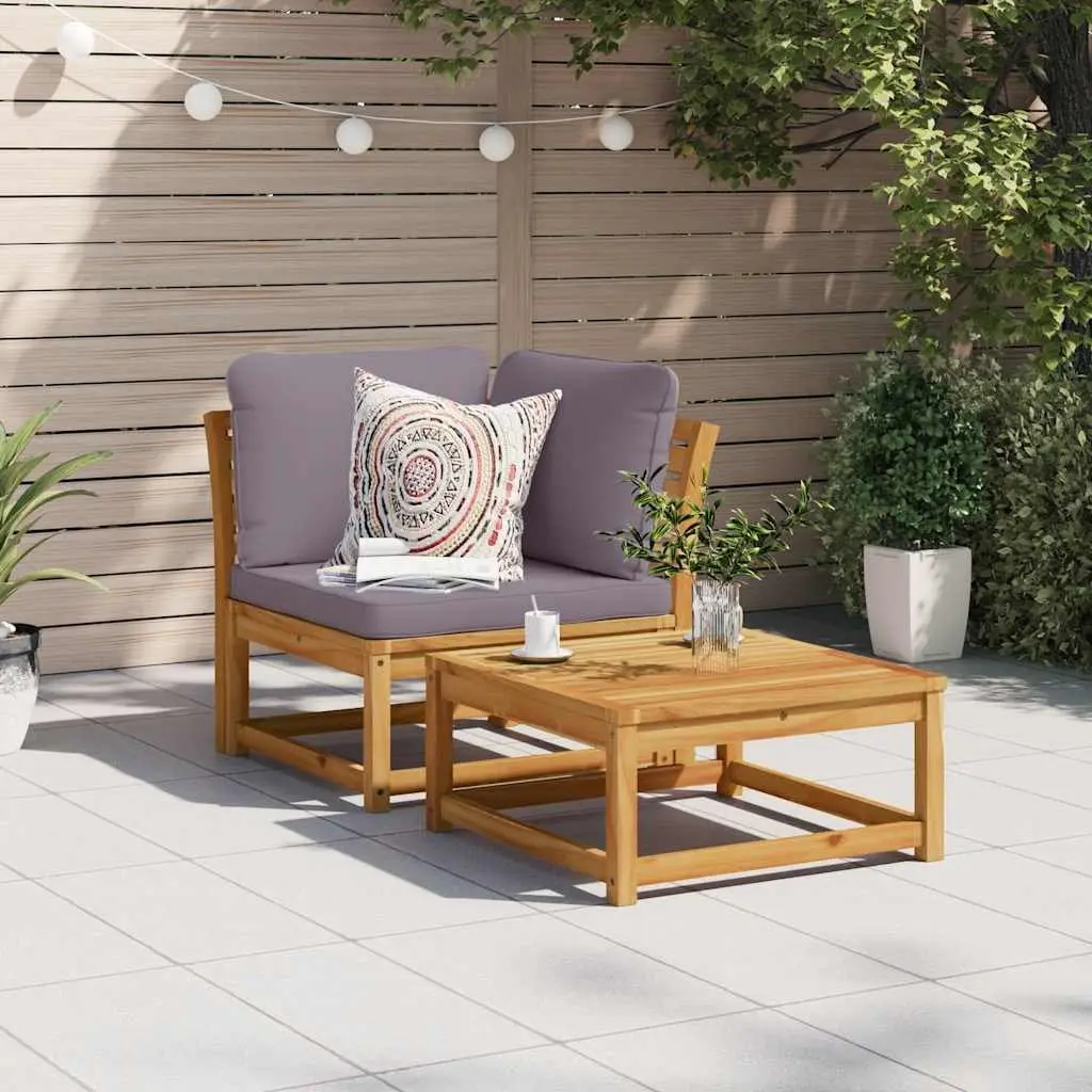 Solid Wood Outdoor Sectional Sofa with Cushions