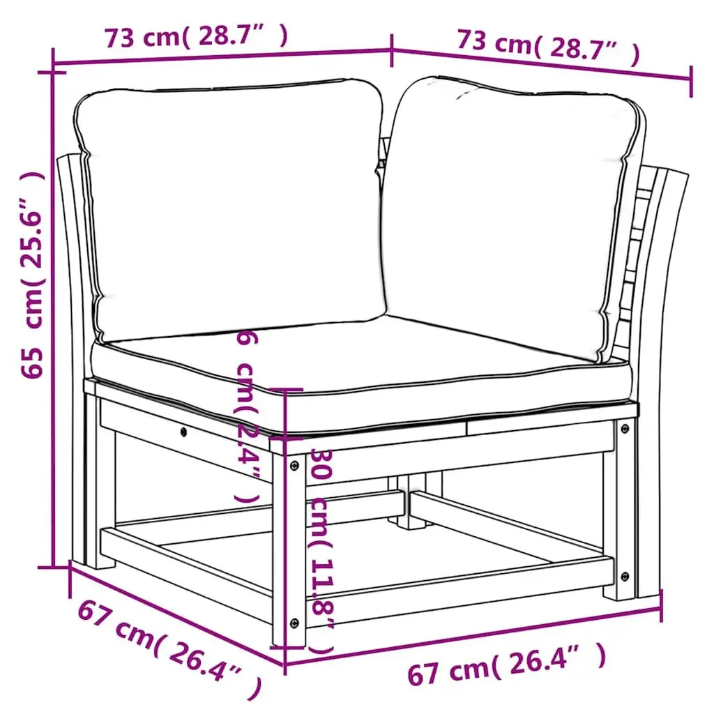 Solid Wood Outdoor Sectional Sofa with Cushions