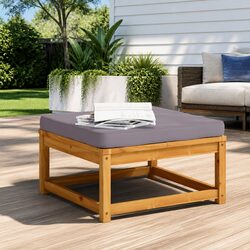 Durable Acacia Wood Garden Footstool with Cushion