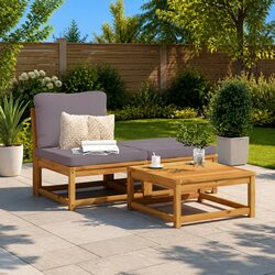 Durable Brown Outdoor Sectional Sofa Set with Cushions