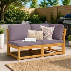 Sturdy 2-Piece Outdoor Sectional Sofa Set with Cushions