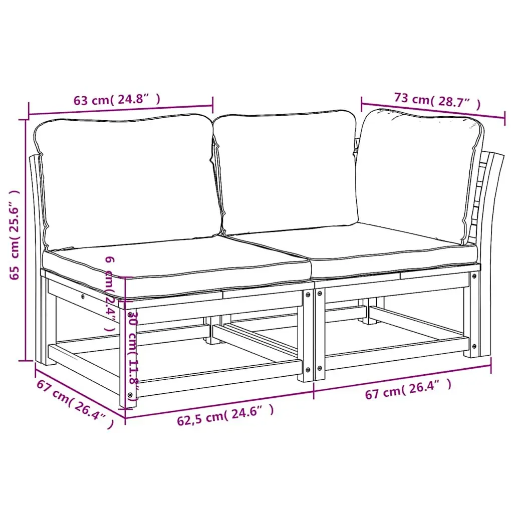 2-Piece Outdoor Sectional Sofa Set with Cushions
