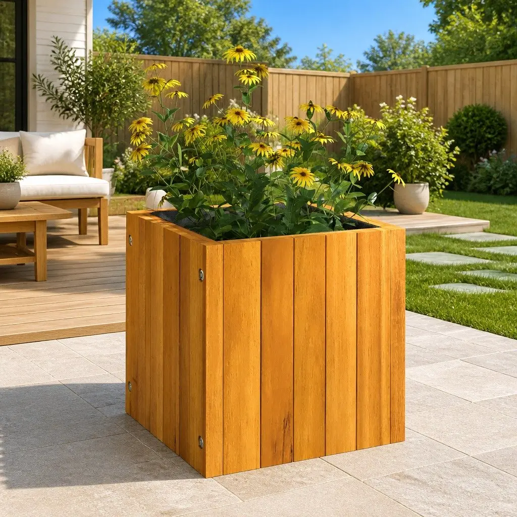 Solid Acacia Wood Garden Planter Box 25x25x25 cm