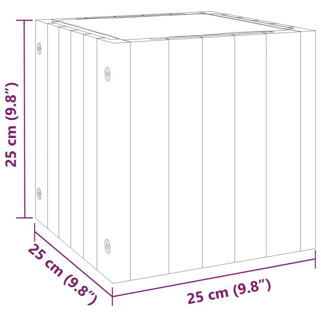 Solid Acacia Wood Garden Planter Box 25x25x25 cm