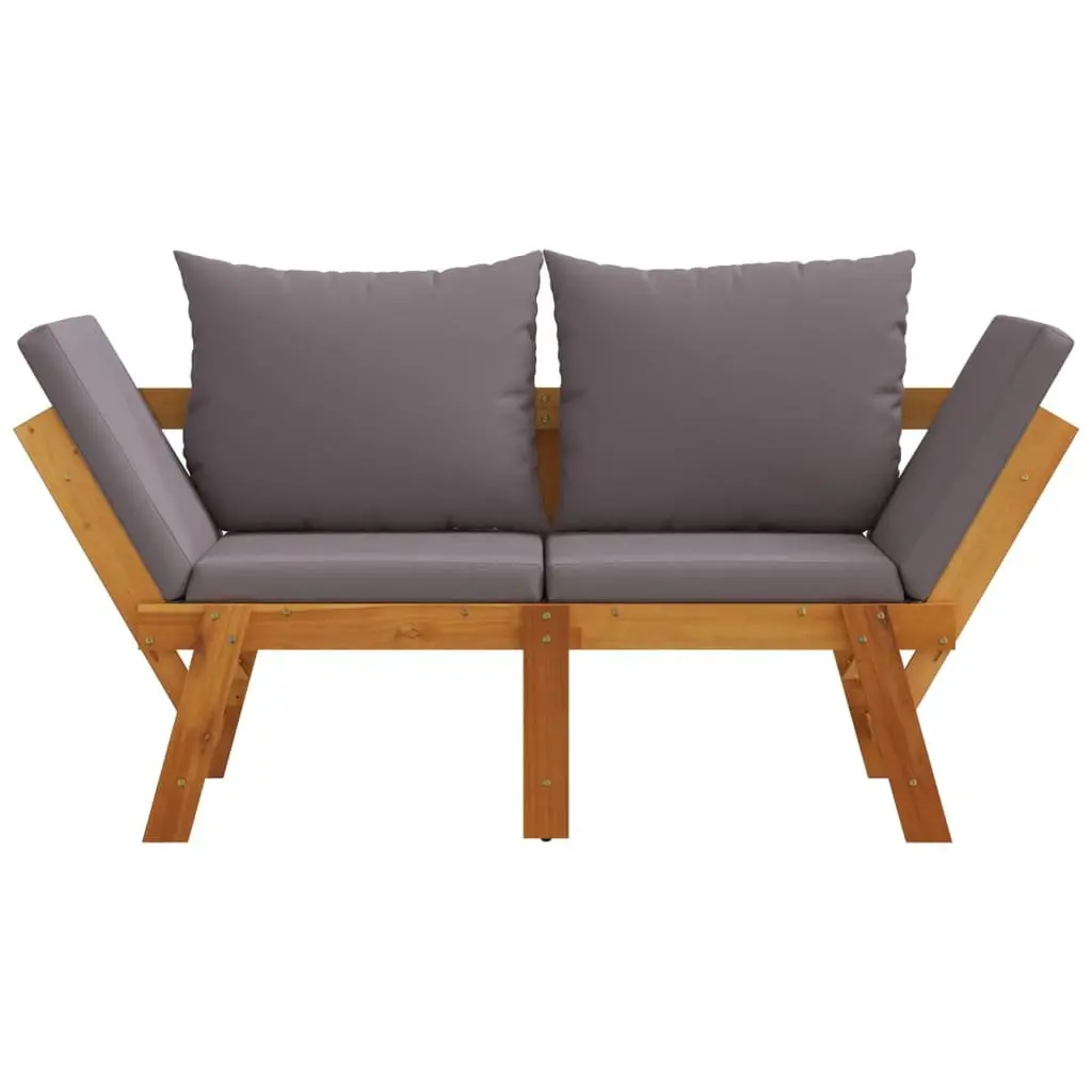 Garden Bench Acacia Wood 2-in-1 Convertible Day Bed Outdoor Seat Brown