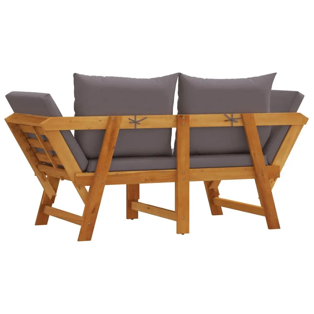 Garden Bench Acacia Wood 2-in-1 Convertible Day Bed Outdoor Seat Brown