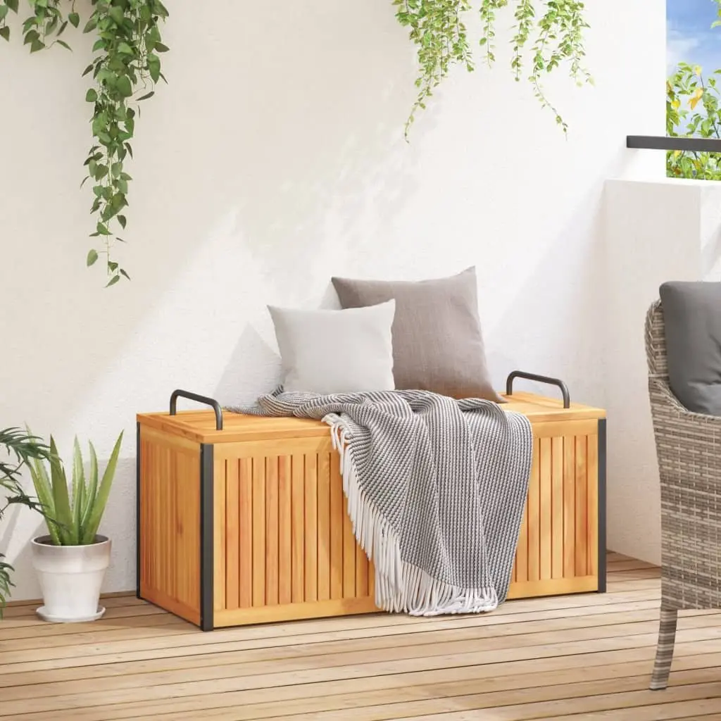 Acacia Wood Outdoor Cushion Storage Box 110x45x42/53cm