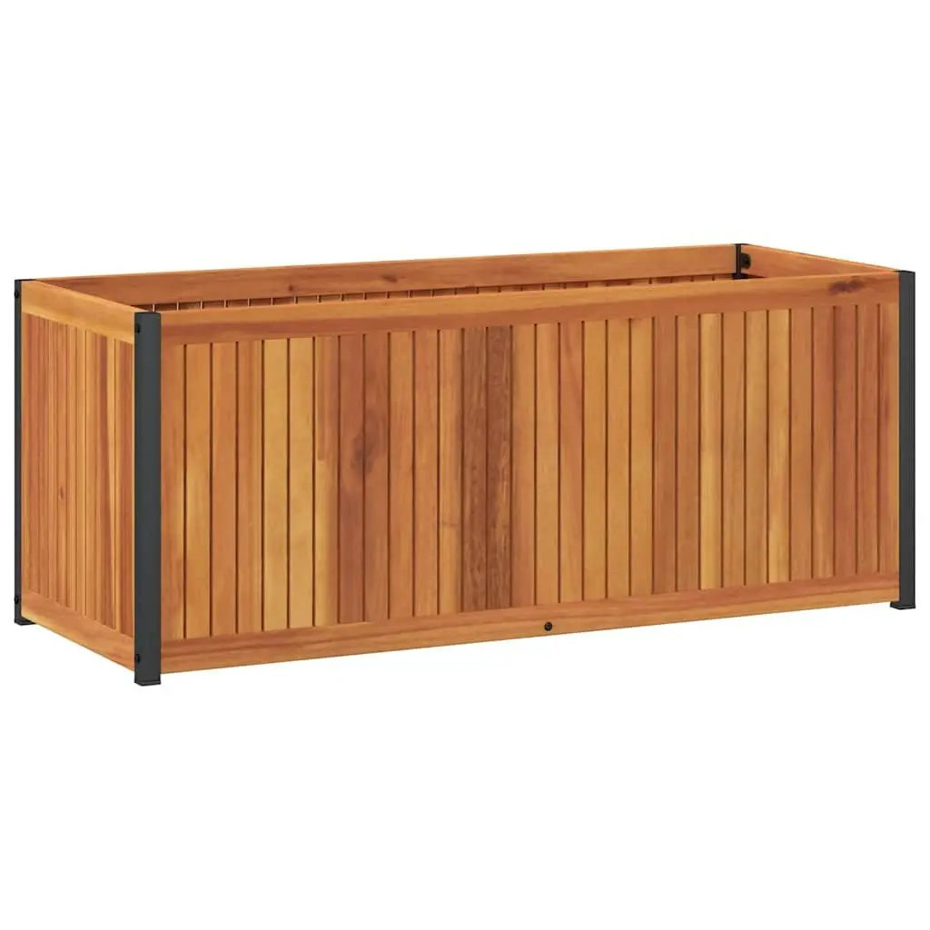 Garden Planter Box with Acacia Wood and Steel Frame