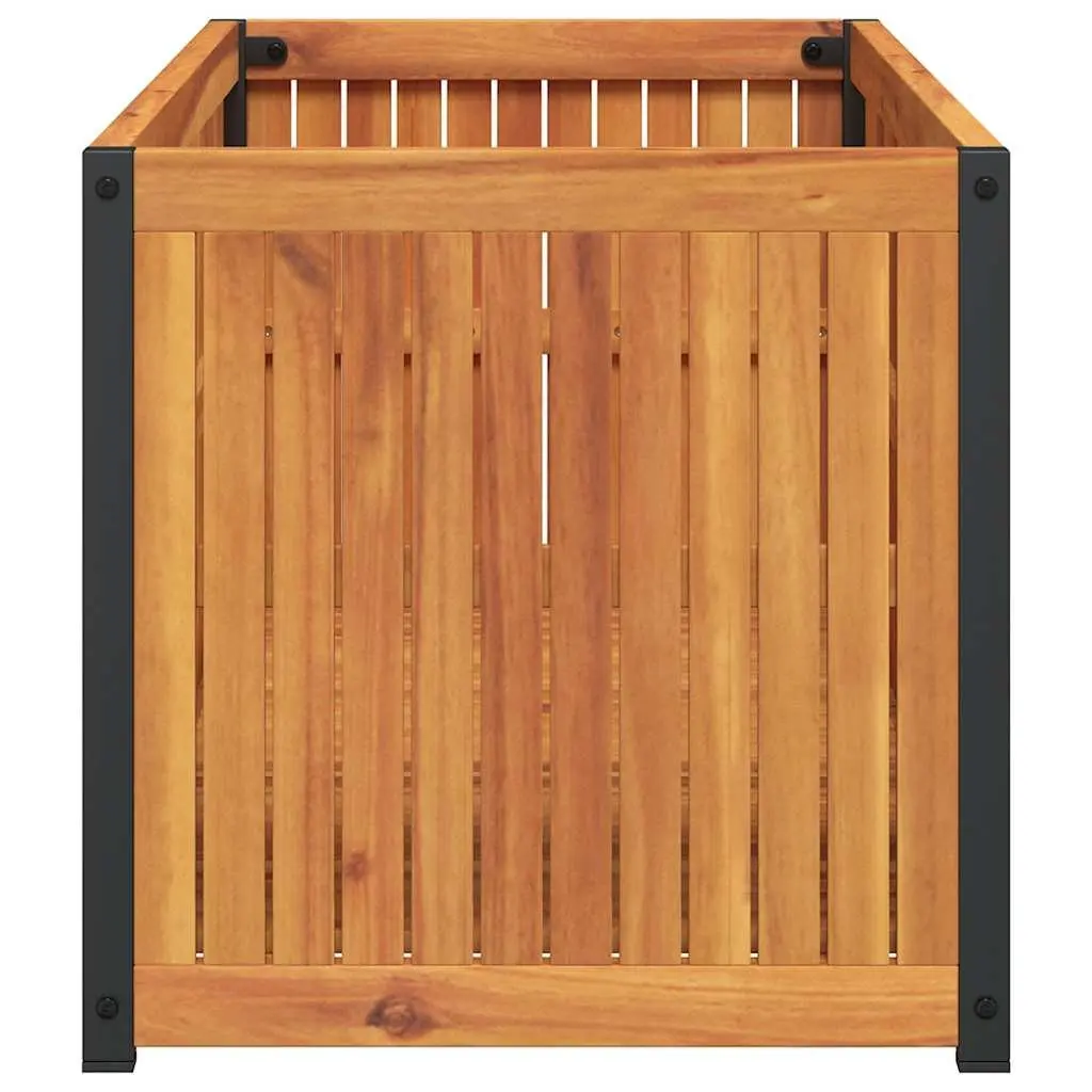 Garden Planter Box with Acacia Wood and Steel Frame