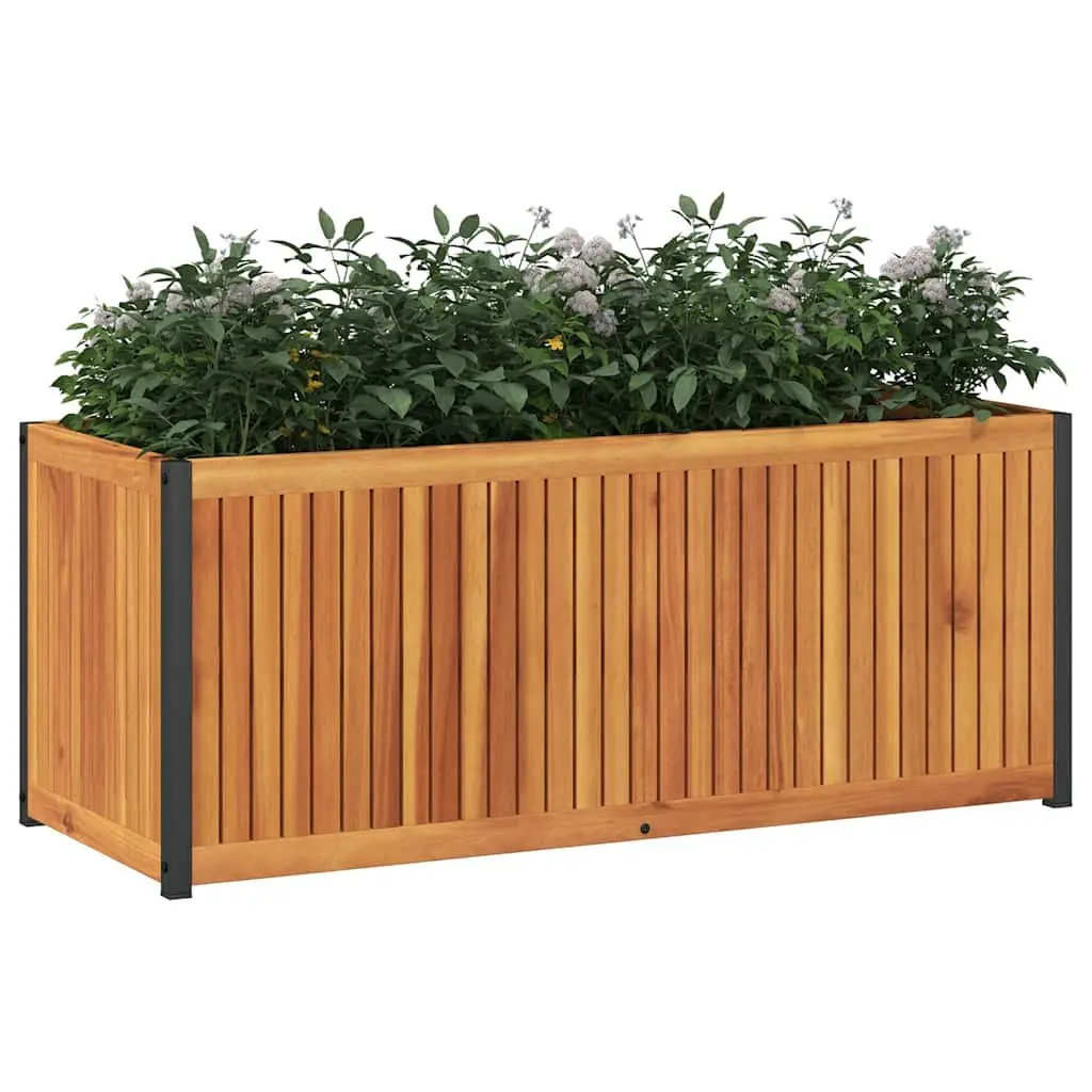 Garden Planter Box with Acacia Wood and Steel Frame