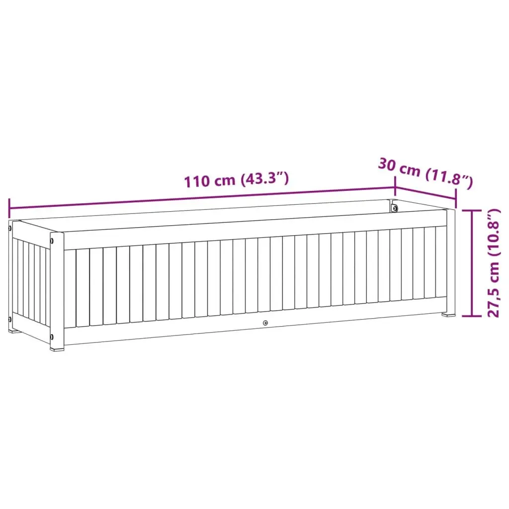 Garden Planter Box Wooden 110x30x27.5cm Brown