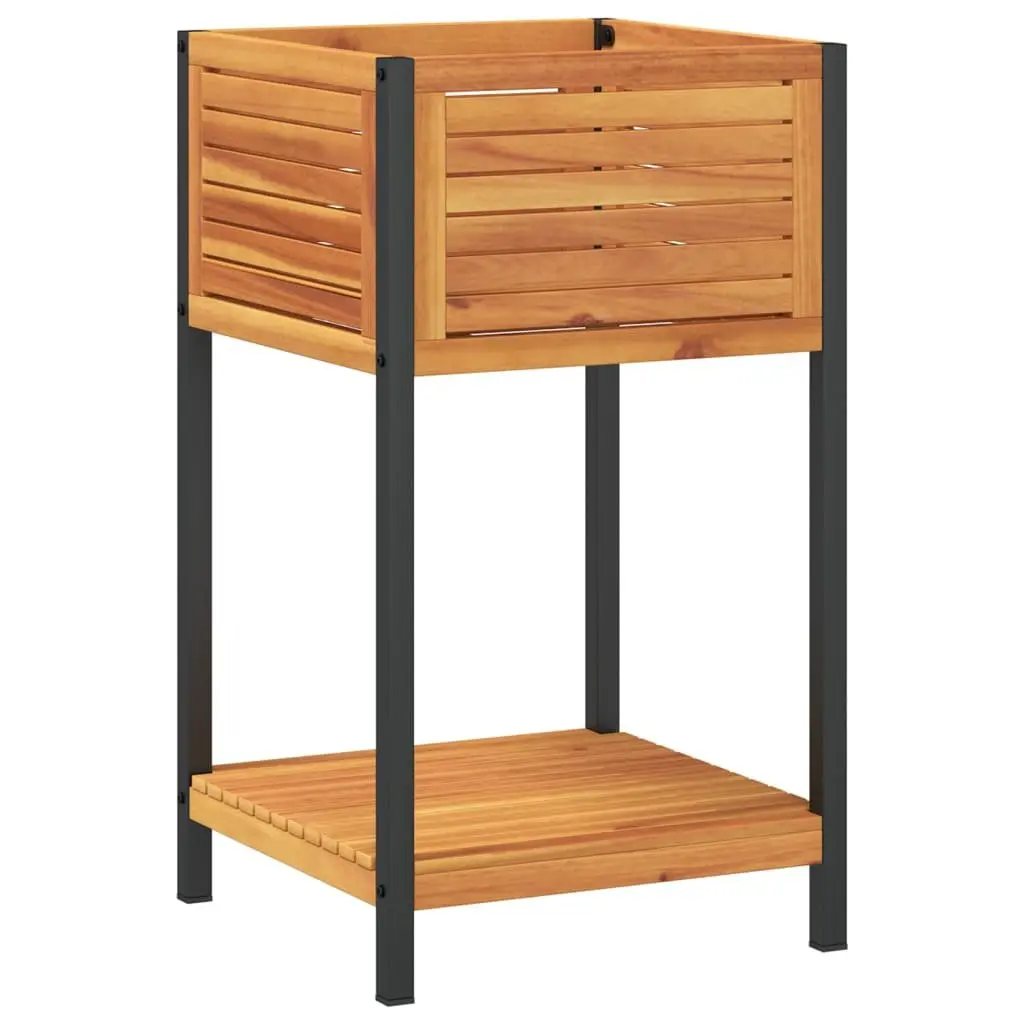 Garden Planter Wooden Acacia 45 x 45 x 80 cm Brown