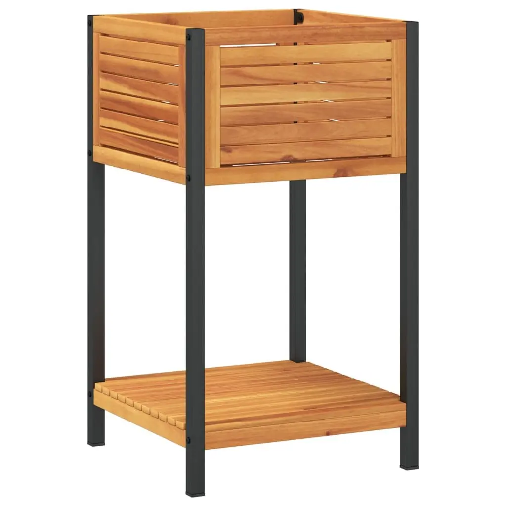 Garden Planter Wooden Acacia 45 x 45 x 80 cm Brown