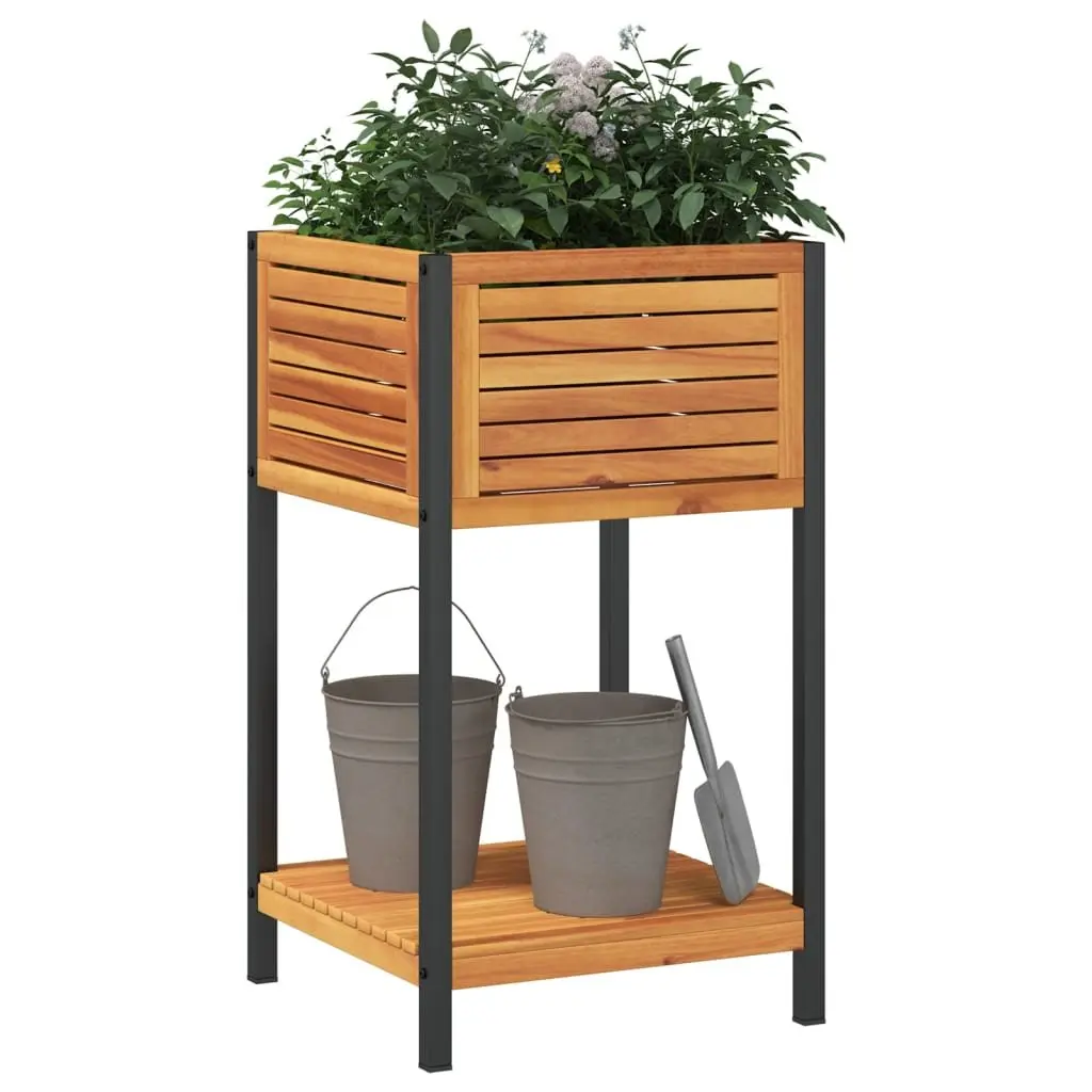 Garden Planter Wooden Acacia 45 x 45 x 80 cm Brown