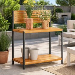 Sturdy Garden Work Table 90x50x110cm with Storage Shelves