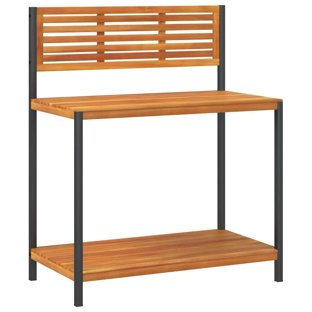 Garden Work Table 90x50x110cm with Storage Shelves
