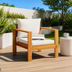 Sturdy Acacia Wood Garden Chair with Cushions