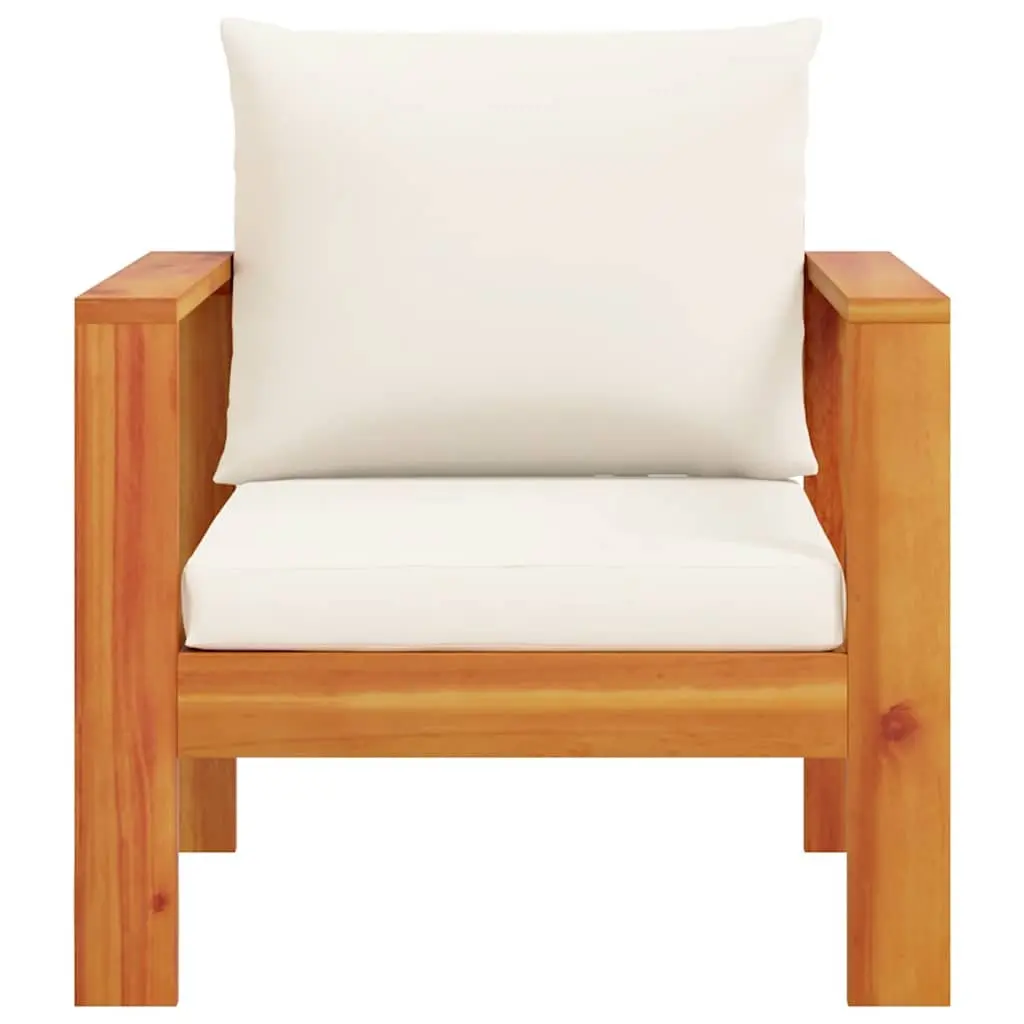 Garden Chair Solid Acacia Wood Brown Cushions Outdoor Patio Furniture