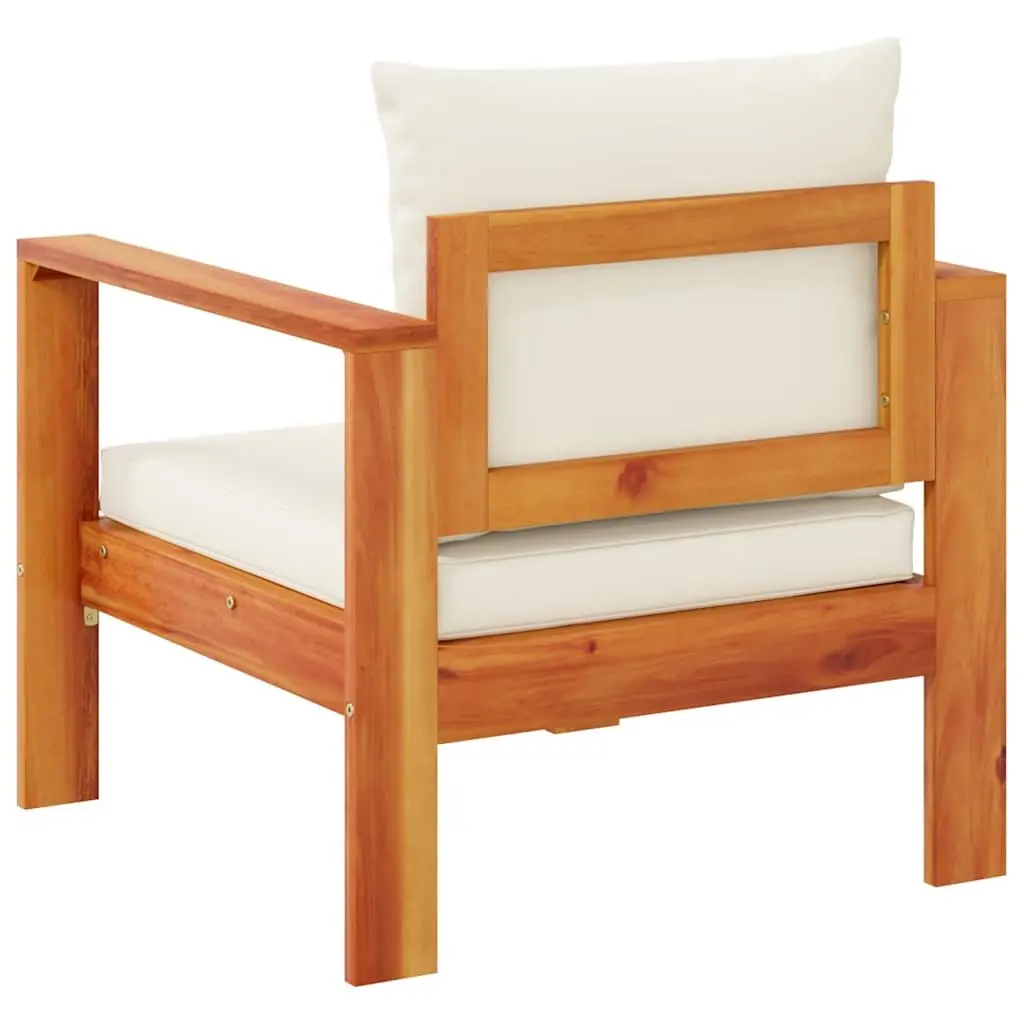Garden Chair Solid Acacia Wood Brown Cushions Outdoor Patio Furniture
