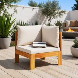 Modular Garden Corner Sofa with Cushions in Brown
