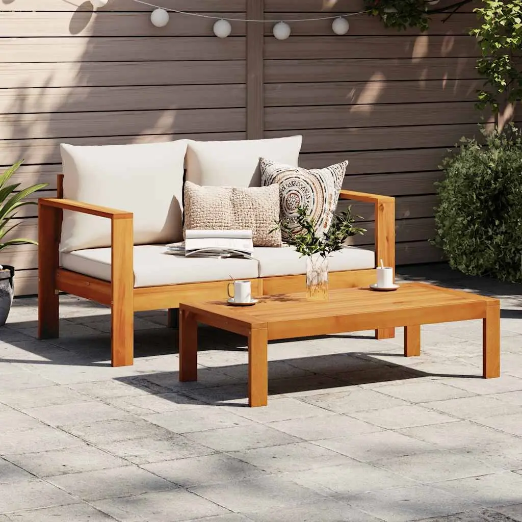 2-Seater Outdoor Sectional Sofa with Cushions Brown