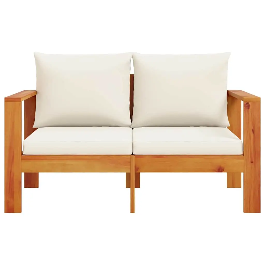 2-Seater Outdoor Sectional Sofa with Cushions Brown