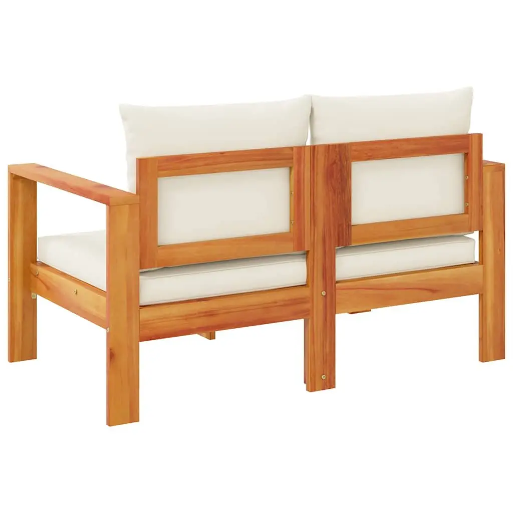 2-Seater Outdoor Sectional Sofa with Cushions Brown