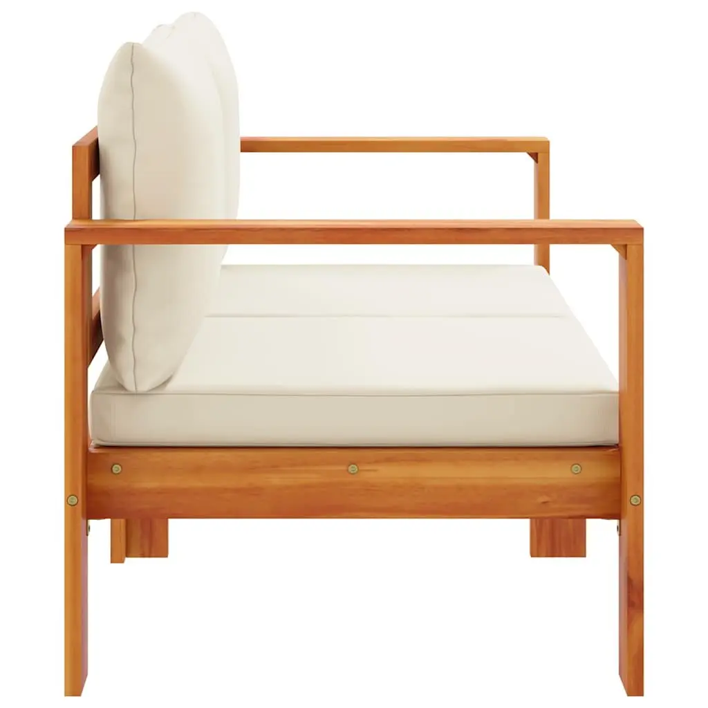 2-Seater Outdoor Sectional Sofa with Cushions Brown