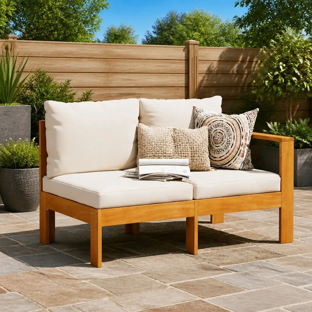 2-Seater Outdoor Garden Sofa with Armrest