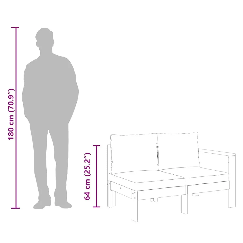 2-Seater Outdoor Garden Sofa with Armrest