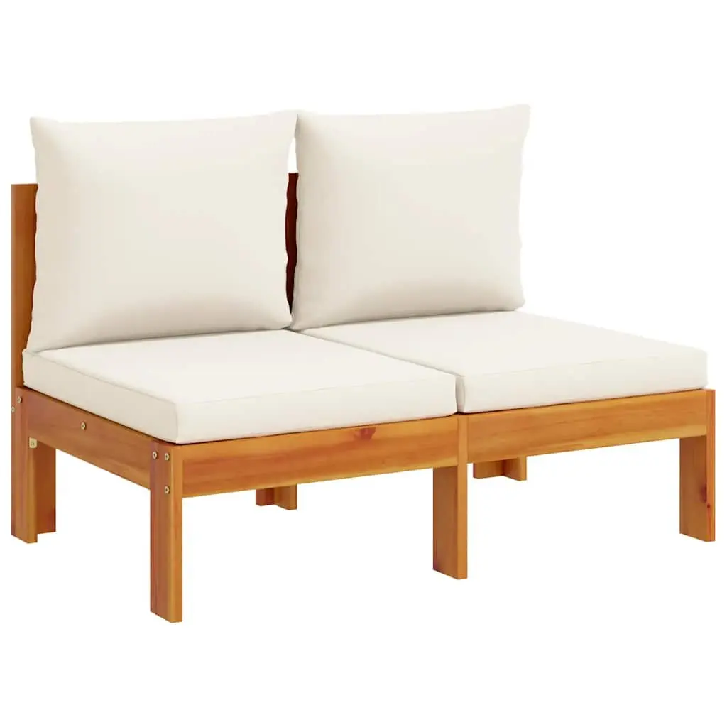 2-Seater Garden Sofa Armless Outdoor Sectional with Cushions Solid Wood