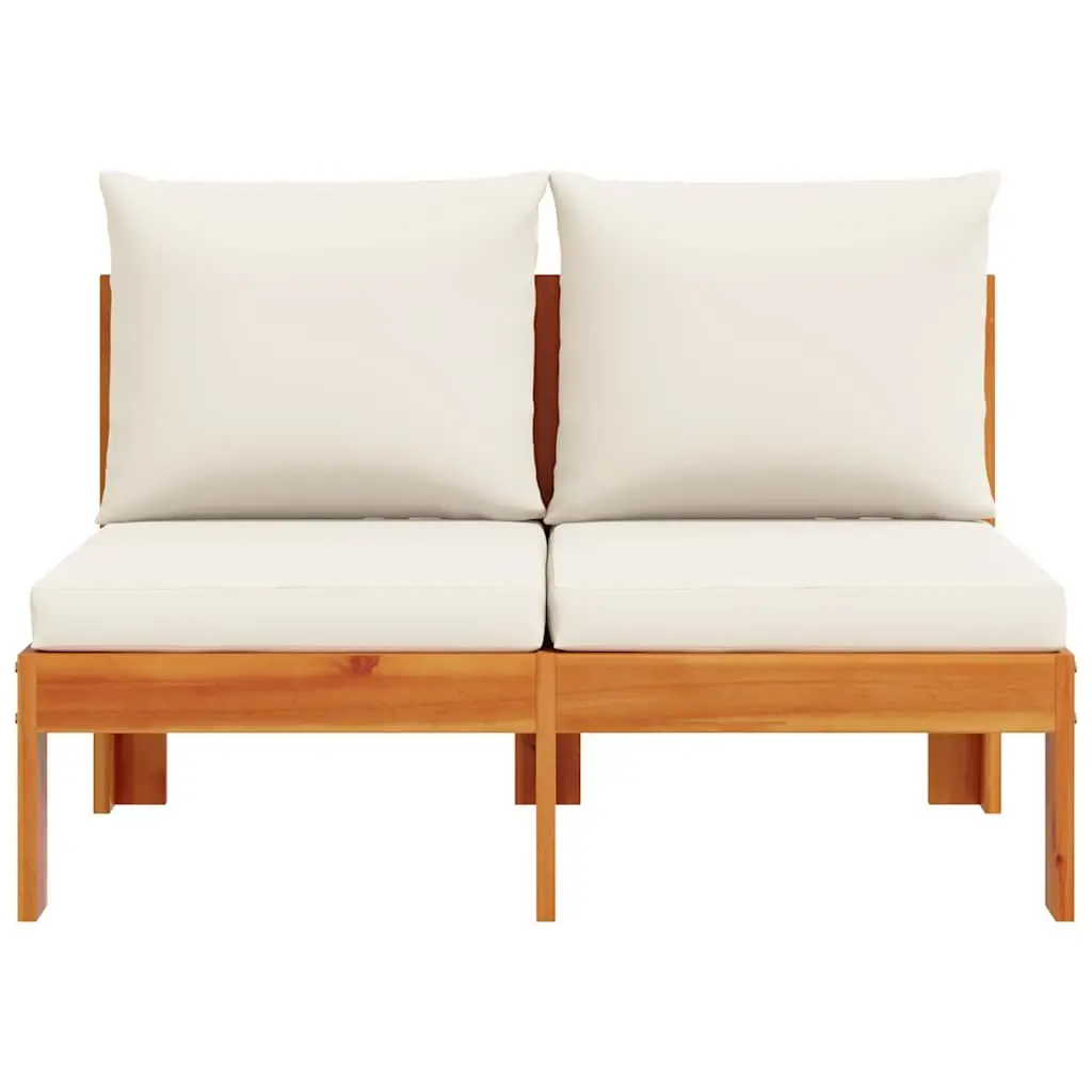 2-Seater Garden Sofa Armless Outdoor Sectional with Cushions Solid Wood