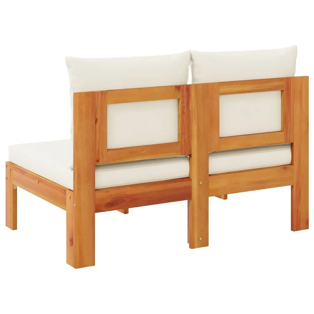 2-Seater Garden Sofa Armless Outdoor Sectional with Cushions Solid Wood