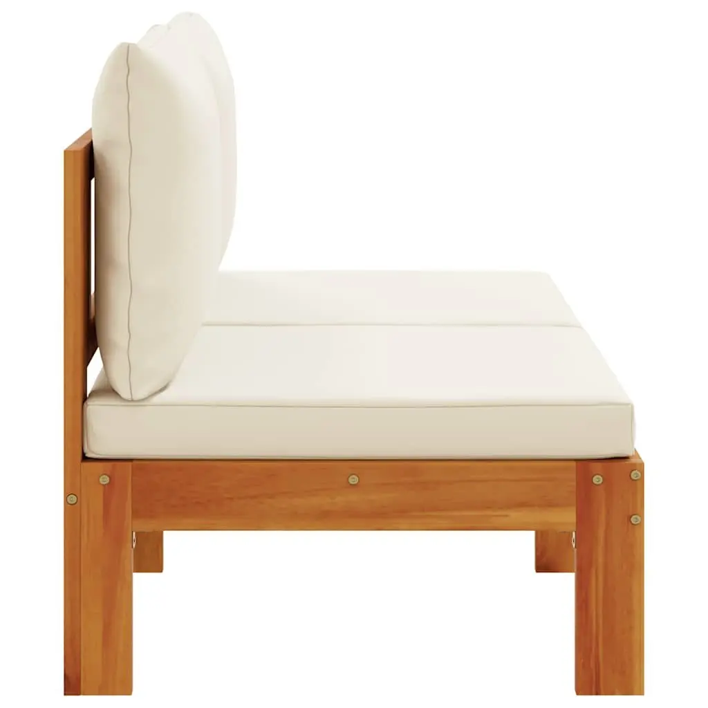 2-Seater Garden Sofa Armless Outdoor Sectional with Cushions Solid Wood