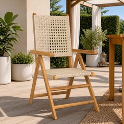 Durable Folding Reclining Garden Chairs 2 pcs Beige