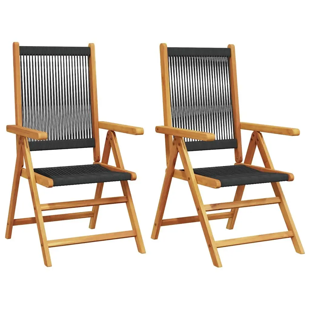 Outdoor Garden Chairs 2 Pieces Black Foldable Reclining Seat Patio Furniture